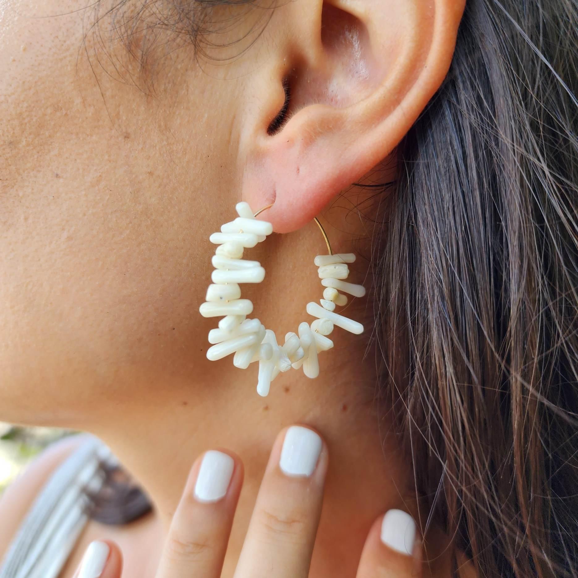 White Coral good Earrings 14k