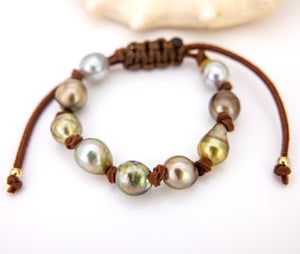 READY TO SHIP Unisex Faux Suede Civa Fiji Pearl Bracelet - FJD$