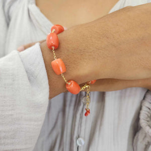 READY TO SHIP Coral Bead Bracelet - 14k Gold Fill FJD$