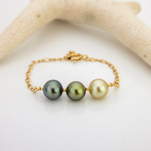 CONTACT US TO RECREATE THIS SOLD OUT STYLE Civa Fiji Saltwater Graded Pearl Trio Bracelet - 14k Gold Fill FJD$