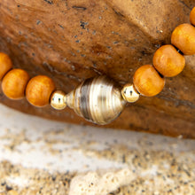 Load image into Gallery viewer, READY TO SHIP Wooden Bead Saltwater Pearl Bracelet in 14k Gold Fill - FJD$

