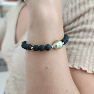 CONTACT US TO RECREATE THIS SOLD OUT STYLE Unisex Civa Fiji Pearl &  Lava Stone Bracelet - 14k Gold Fill FJD$