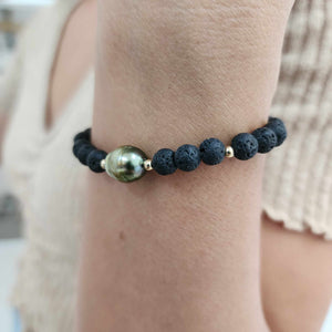 CONTACT US TO RECREATE THIS SOLD OUT STYLE Unisex Civa Fiji Pearl &  Lava Stone Bracelet - 14k Gold Fill FJD$