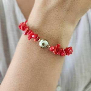 READY TO SHIP Civa Fiji Pearl Red Coral Bracelet - FJD$