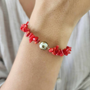 READY TO SHIP Civa Fiji Pearl Red Coral Bracelet - FJD$