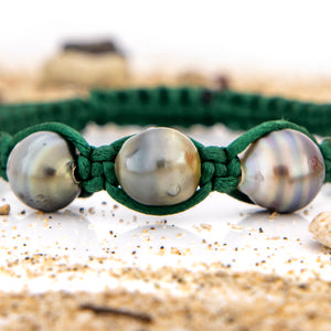 READY TO SHIP Unisex Woven Civa Fiji Pearl Trio Bracelet - FJD$