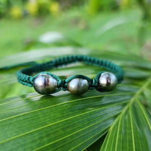 READY TO SHIP Unisex Woven Civa Fiji Pearl Trio Bracelet - FJD$