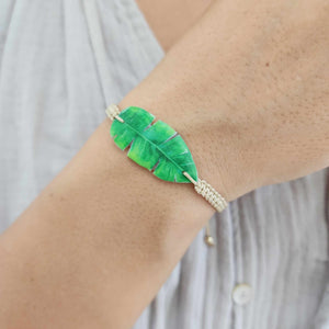 WHOLESALE Unisex Resin Leaf Woven Bracelet - Nylon FJD$