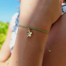 Load image into Gallery viewer, READY TO SHIP Frangipani Charm Bracelet - Solid 9k Yellow Gold &amp; Nylon - FJD$
