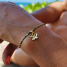 Load image into Gallery viewer, READY TO SHIP Frangipani Charm Bracelet - Solid 9k Yellow Gold &amp; Nylon - FJD$
