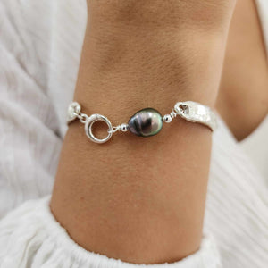 READY TO SHIP Civa Fiji Pearl Organic Cast Bracelet - 925 Sterling Silver FJD$