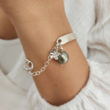 Load image into Gallery viewer, READY TO SHIP Civa Fiji Pearl Organic Cast Bracelet with Frangipani charm - 925 Sterling Silver FJD$
