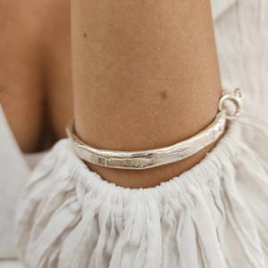 READY TO SHIP Civa Fiji Pearl Organic Cast Bracelet with Frangipani charm - 925 Sterling Silver FJD$