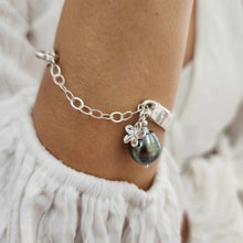 Load image into Gallery viewer, READY TO SHIP Civa Fiji Pearl Organic Cast Bracelet with Frangipani charm - 925 Sterling Silver FJD$
