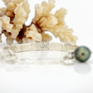 READY TO SHIP Civa Fiji Pearl Organic Cast Bracelet with Frangipani charm - 925 Sterling Silver FJD$