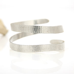 READY TO SHIP Textured Recycled Silver Cuff - 925 Sterling Silver FJD$