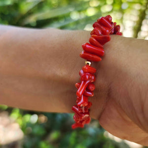 READY TO SHIP Civa Fiji Pearl Red Coral Stretch Bracelet - FJD$