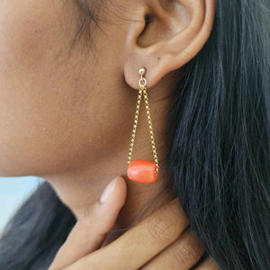 READY TO SHIP Coral Stud Drop Earrings - 14k Gold Fill FJD$