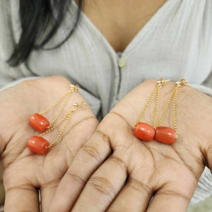 READY TO SHIP Coral Stud Drop Earrings - 14k Gold Fill FJD$