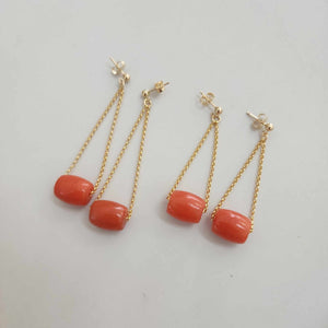 READY TO SHIP Coral Stud Drop Earrings - 14k Gold Fill FJD$