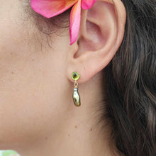 Load image into Gallery viewer, READY TO SHIP Peridot &amp; Fiji Keshi Pearl Stud Earrings - 14k Gold Fill FJD$
