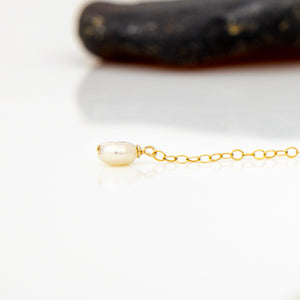 READY TO SHIP Single Freshwater Pearl Bar Earring - 14k Gold Fill FJD$