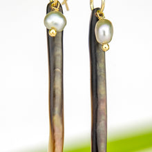 Load image into Gallery viewer, READY TO SHIP Mother of Pearl &amp; Fiji Keshi Pearl Earrings - 14k Gold Fill FJD$
