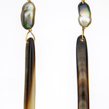 Load image into Gallery viewer, READY TO SHIP Mother of Pearl &amp; Fiji Keshi Pearl Earrings - 14k Gold Fill FJD$
