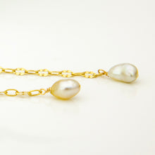 Load image into Gallery viewer, READY TO SHIP Mother of Pearl &amp; Fiji Keshi Pearl Earrings - 14k Gold Fill FJD$
