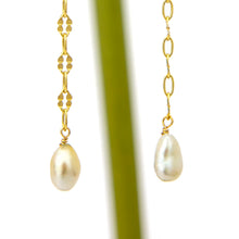 Load image into Gallery viewer, READY TO SHIP Mother of Pearl &amp; Fiji Keshi Pearl Earrings - 14k Gold Fill FJD$
