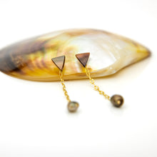 Load image into Gallery viewer, READY TO SHIP Mother of Pearl &amp; Fiji Keshi Pearl Earrings - 14k Gold Fill FJD$
