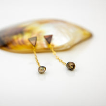 Load image into Gallery viewer, READY TO SHIP Mother of Pearl &amp; Fiji Keshi Pearl Earrings - 14k Gold Fill FJD$
