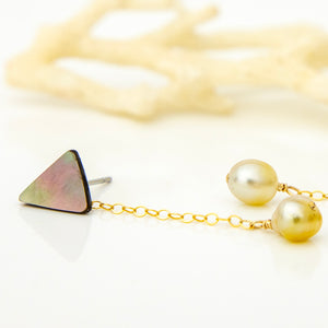 READY TO SHIP Mother of Pearl & Fiji Keshi Pearl Earrings - 14k Gold Fill FJD$