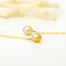 Load image into Gallery viewer, READY TO SHIP Mother of Pearl &amp; Fiji Keshi Pearl Earrings - 14k Gold Fill FJD$
