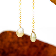 Load image into Gallery viewer, READY TO SHIP Mother of Pearl &amp; Fiji Keshi Pearl Earrings - 14k Gold Fill FJD$
