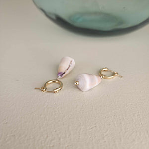 READY TO SHIP Shell Huggie Earrings - 14k Gold Fill FJD$