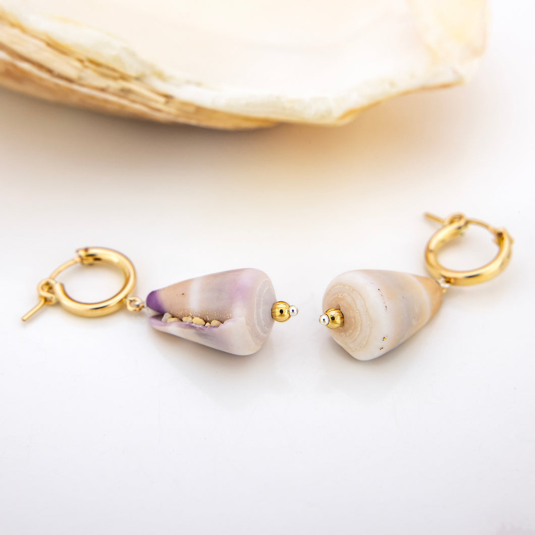 READY TO SHIP Shell Huggie Earrings - 14k Gold Fill FJD$