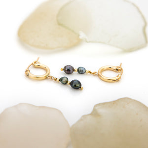 READY TO SHIP Tahitian Keshi Pearl Huggie Earrings - 14k Gold Fill FJD$