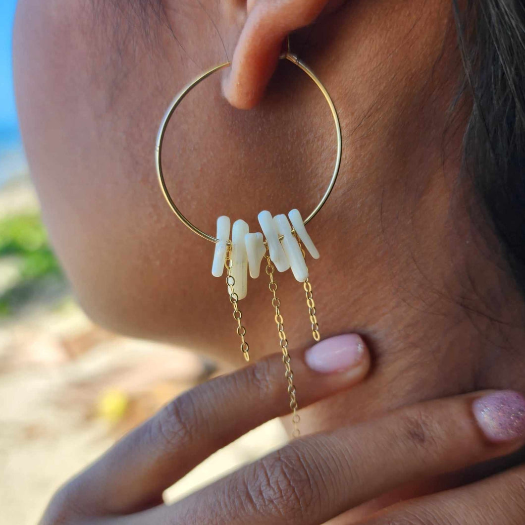 READY TO SHIP Coral Hoop Earrings - 14k Gold Fill FJD$