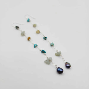 CONTACT US TO RECREATE THIS SOLD OUT STYLE Freshwater Pearl & Mixed Stone Drop Earrings - 925 Sterling Silver FJD$