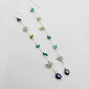 CONTACT US TO RECREATE THIS SOLD OUT STYLE Freshwater Pearl & Mixed Stone Drop Earrings - 925 Sterling Silver FJD$