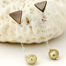 Load image into Gallery viewer, READY TO SHIP Mother of Pearl &amp; Fiji Keshi Pearl Earrings -925 Sterling Silver FJD$
