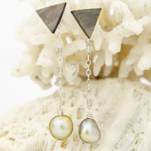 Load image into Gallery viewer, READY TO SHIP Mother of Pearl &amp; Fiji Keshi Pearl Earrings -925 Sterling Silver FJD$
