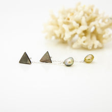 Load image into Gallery viewer, READY TO SHIP Mother of Pearl &amp; Fiji Keshi Pearl Earrings -925 Sterling Silver FJD$
