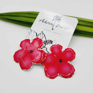 READY TO SHIP Hibiscus Flower Earrings - 925 Sterling Silver FJD$