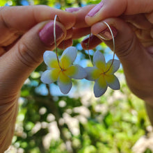 Load image into Gallery viewer, READY TO SHIP Frangipani Flower Hoop Earrings - 925 Sterling Silver FJD$
