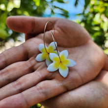 Load image into Gallery viewer, READY TO SHIP Frangipani Flower Hoop Earrings - 925 Sterling Silver FJD$
