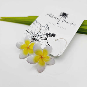 READY TO SHIP Frangipani Flower Hoop Earrings - 925 Sterling Silver FJD$