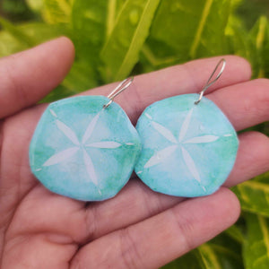 READY TO SHIP Sand Dollar Resin Earrings - 925 Sterling Silver FJD$