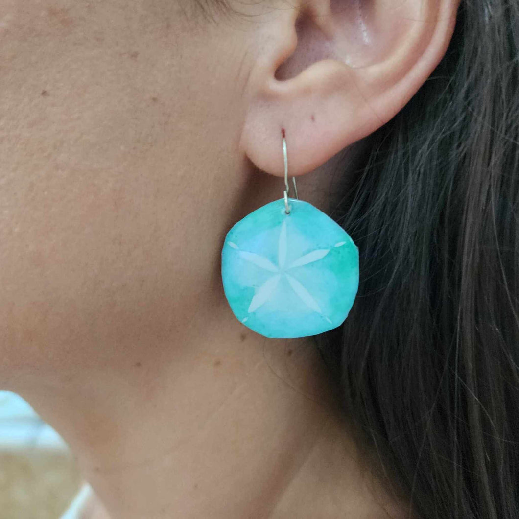 READY TO SHIP Sand Dollar Resin Earrings - 925 Sterling Silver FJD$